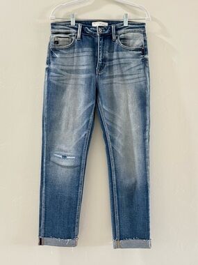 KanCan High Rise Cuffed Straight Jeans